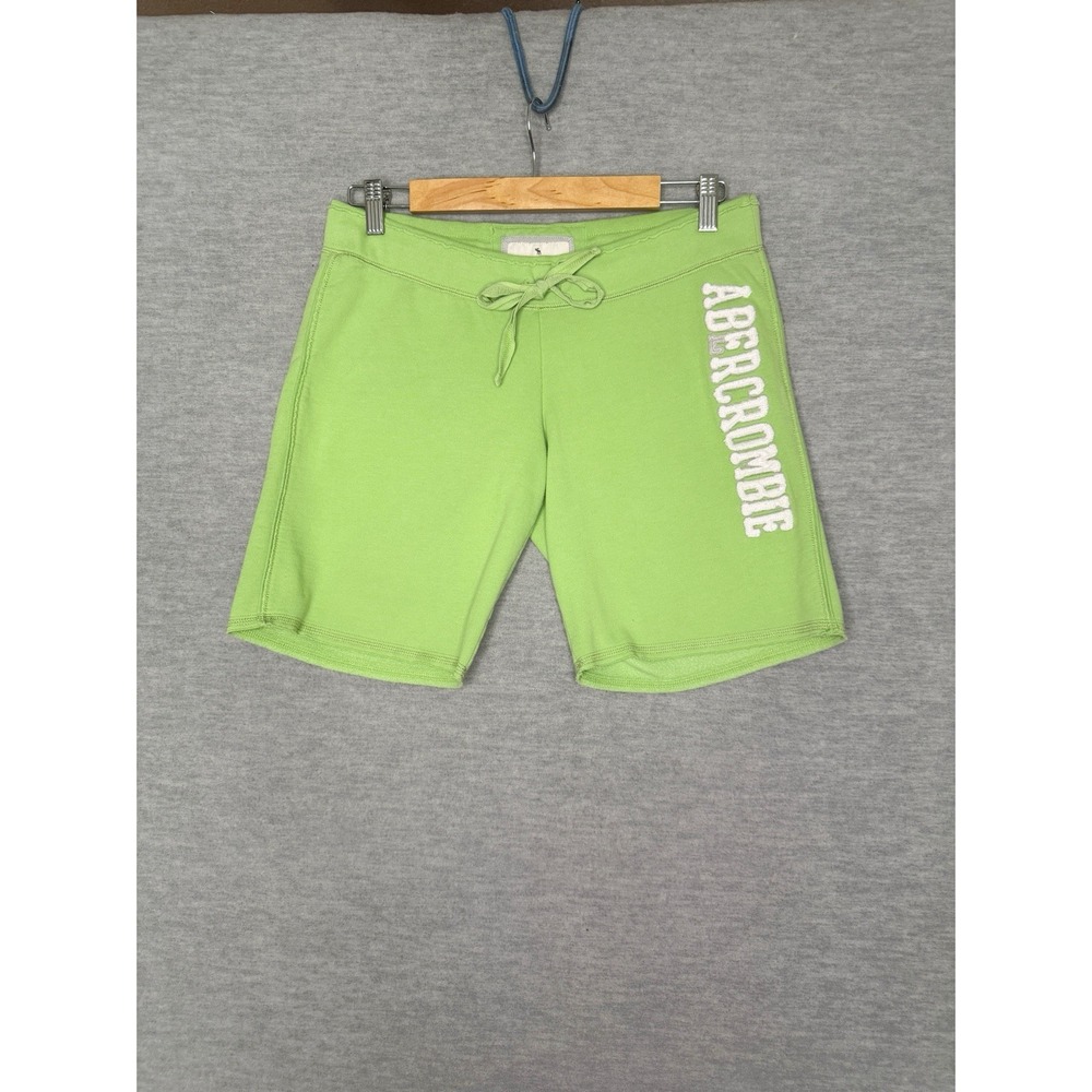 VINTAGE Abercrombie Fitch Low Rise Shorts Bermuda Sweat Size M Green Spellout